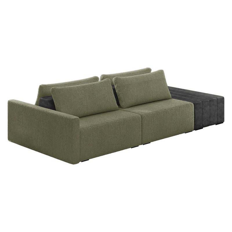 Sofá Ilha 2 Lugares Living 252cm Modulado Sala Lary Bouclê/PU Pto